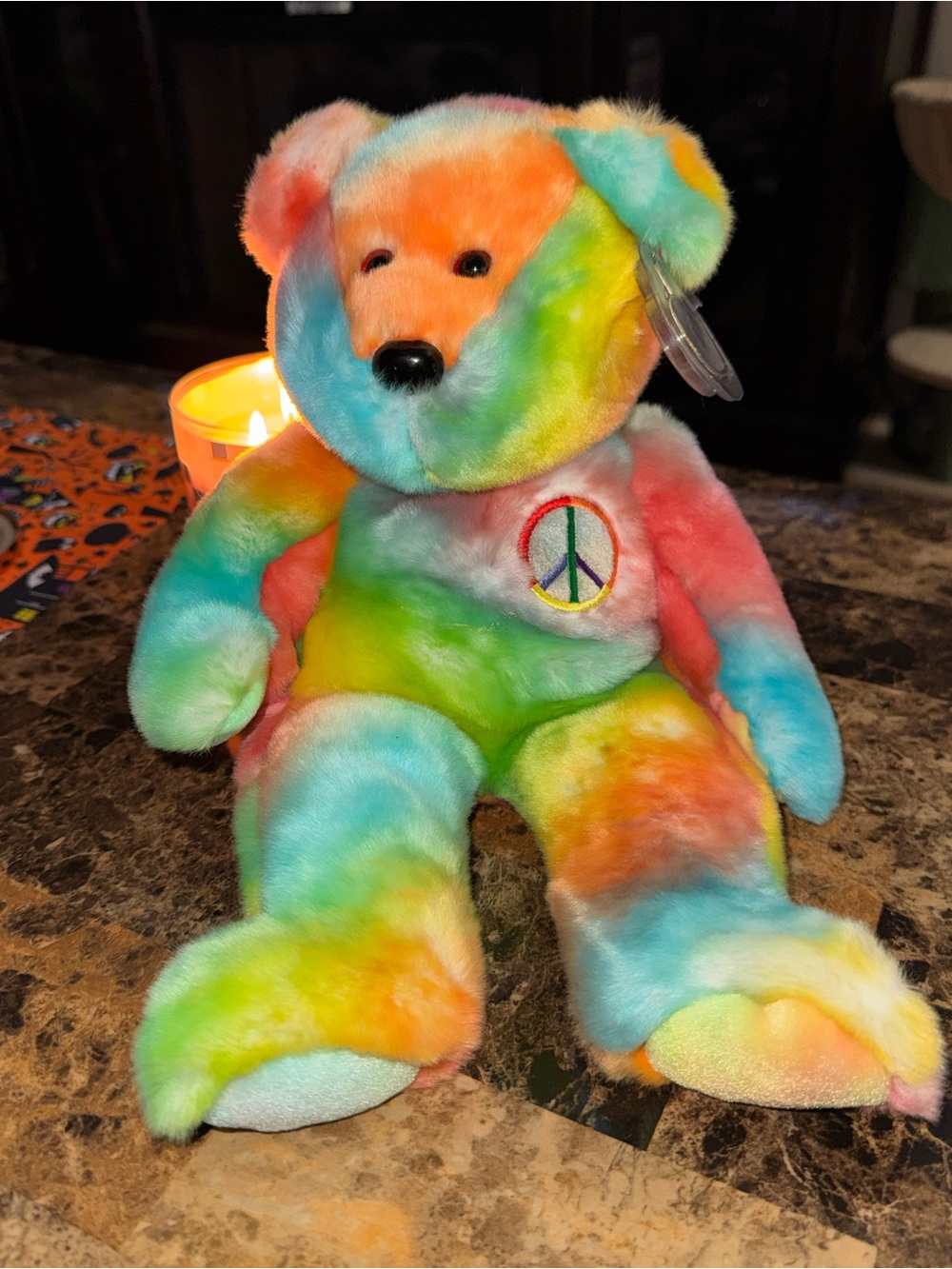 TY BEANIE BUDDY PEACE TIE DYE BEAR LARGE STYLE